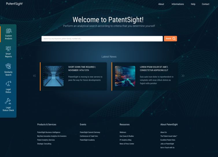 Patentsight Landing Page